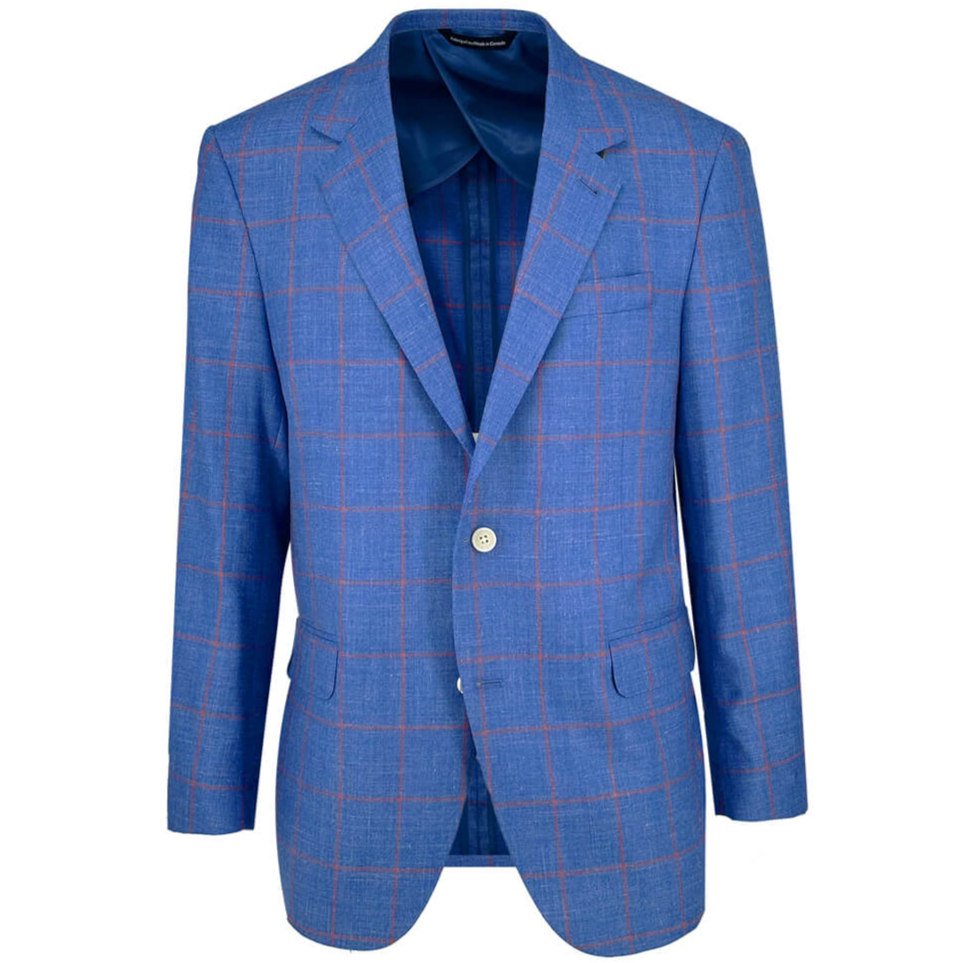 Men's Navy Red Windowpane Sport Coat Jacket – Ike Behar