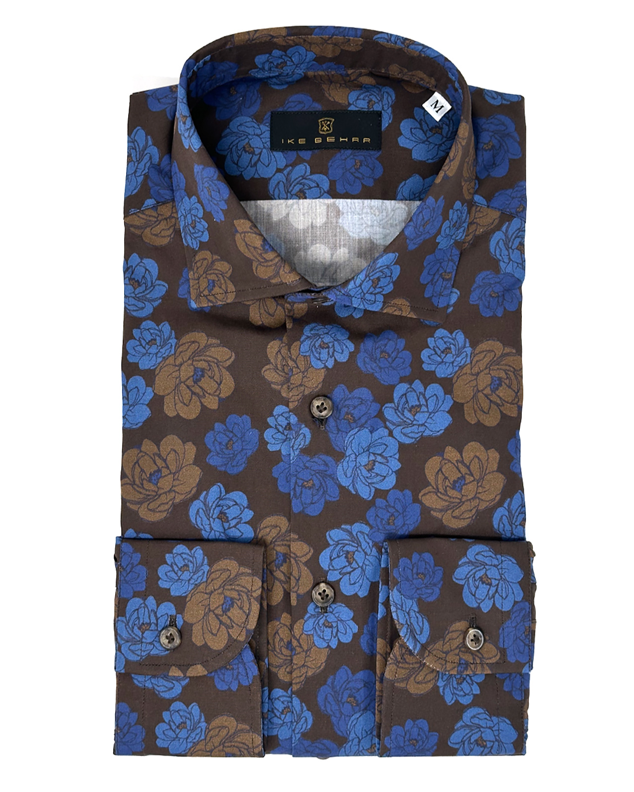 Men's Navy and Bronze Floral Print Sport Shirt – Ike Behar