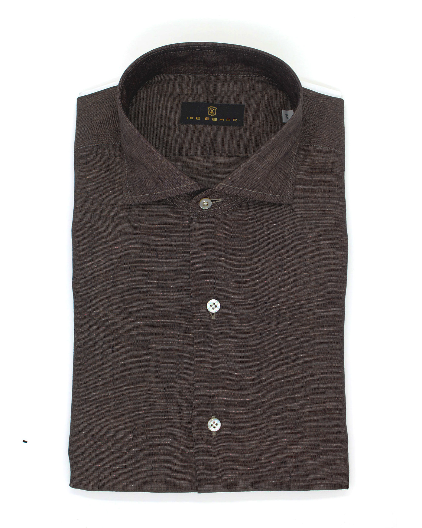 Chocolate Brown Hand Finished Italian Linen Shirt L Chocolate Brown Hand Finished Italian Linen Shirt L