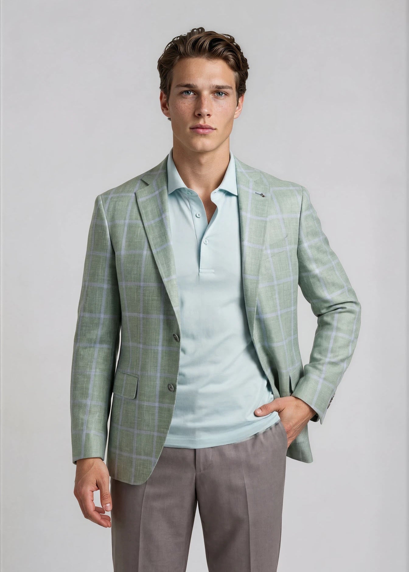 sage green dress jacket with Sky Windowpane Sport Coat, 48 / Short Sequin Birthday Dresses resistant to wrinkling Color:Black Flower02 dresses-icons