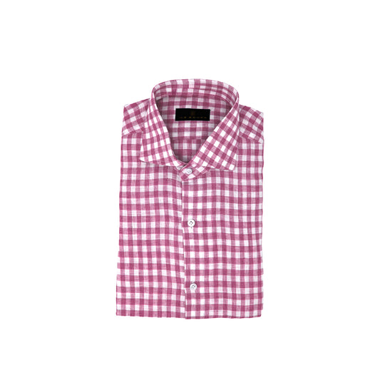 Pink Linen Buffalo Check Sport Shirt