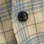 Men's yellow with sky check sport coat jacket made of wool silk cotton blend. Shop stylish high-quality mens sport coats by Ike Behar.