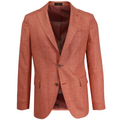 Men's orange melange basket weave sport coat jacket made of wool silk linen blend - Shop stylish high-quality mens sport coats by Ike Behar