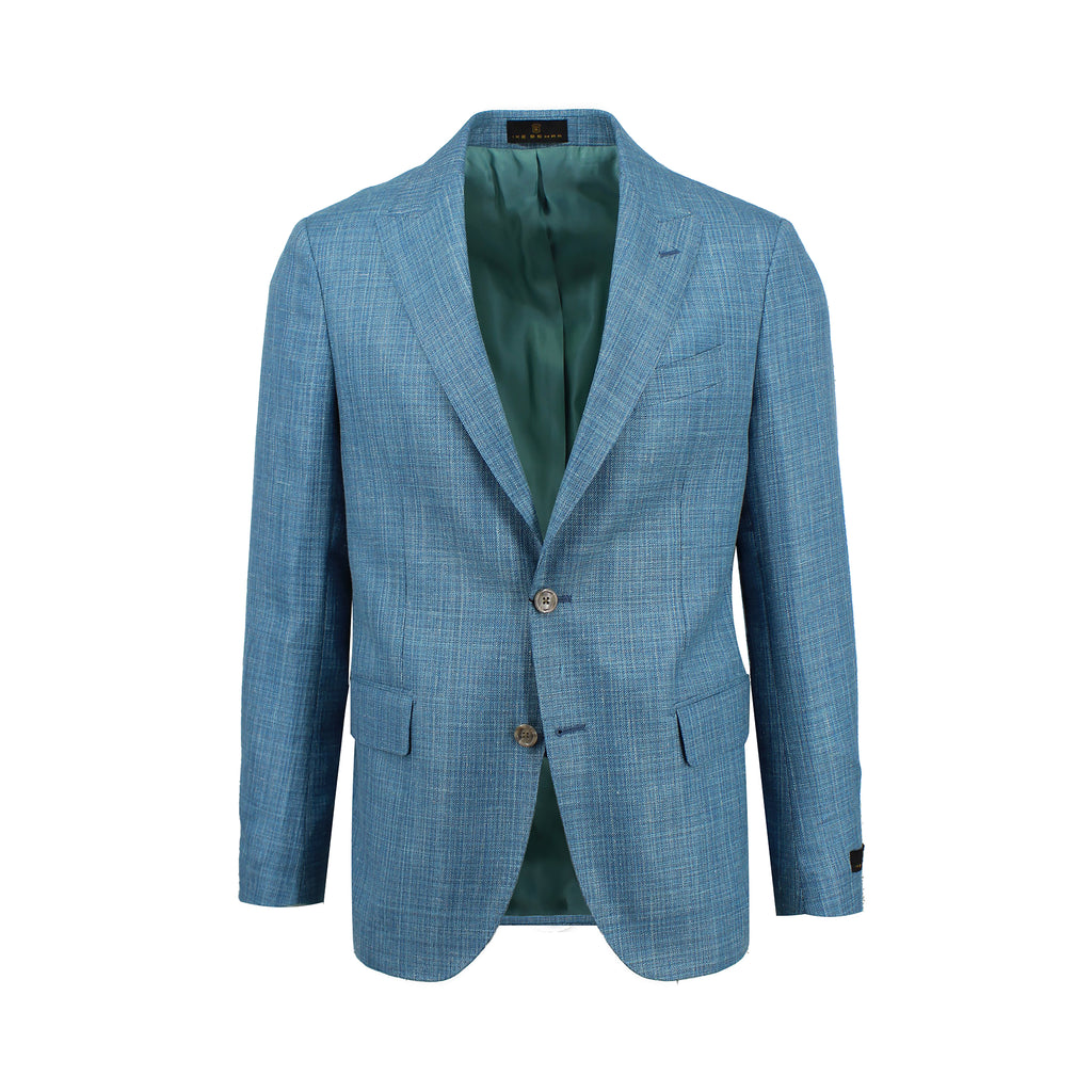 Men's teal melange basket weave sport coat jacket made of wool silk linen blend - Shop stylish high-quality mens sport coats by Ike Behar