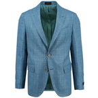 Men's teal melange basket weave sport coat jacket made of wool silk linen blend - Shop stylish high-quality mens sport coats by Ike Behar