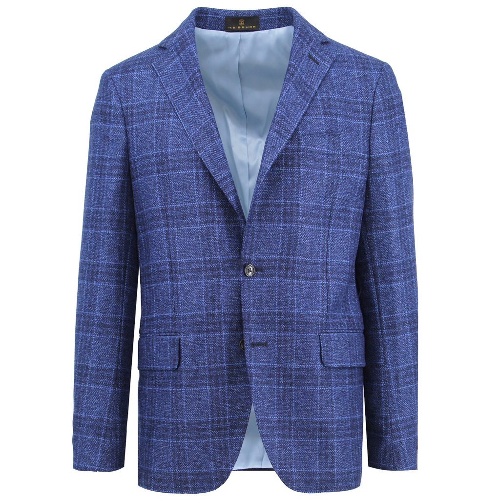 Ike Behar Light Navy Check Cashmere Sport Coat, crafted from 100% Loro Piana cashmere made in italy