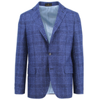 Ike Behar Light Navy Check Cashmere Sport Coat, crafted from 100% Loro Piana cashmere made in italy