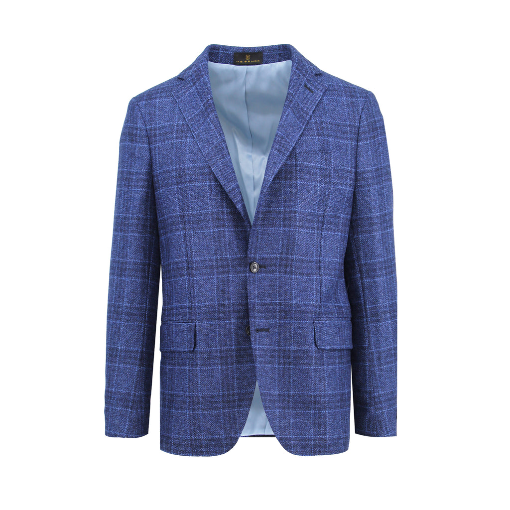 Ike Behar Light Navy Check Cashmere Sport Coat, crafted from 100% Loro Piana cashmere made in italy