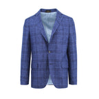 Ike Behar Light Navy Check Cashmere Sport Coat, crafted from 100% Loro Piana cashmere made in italy
