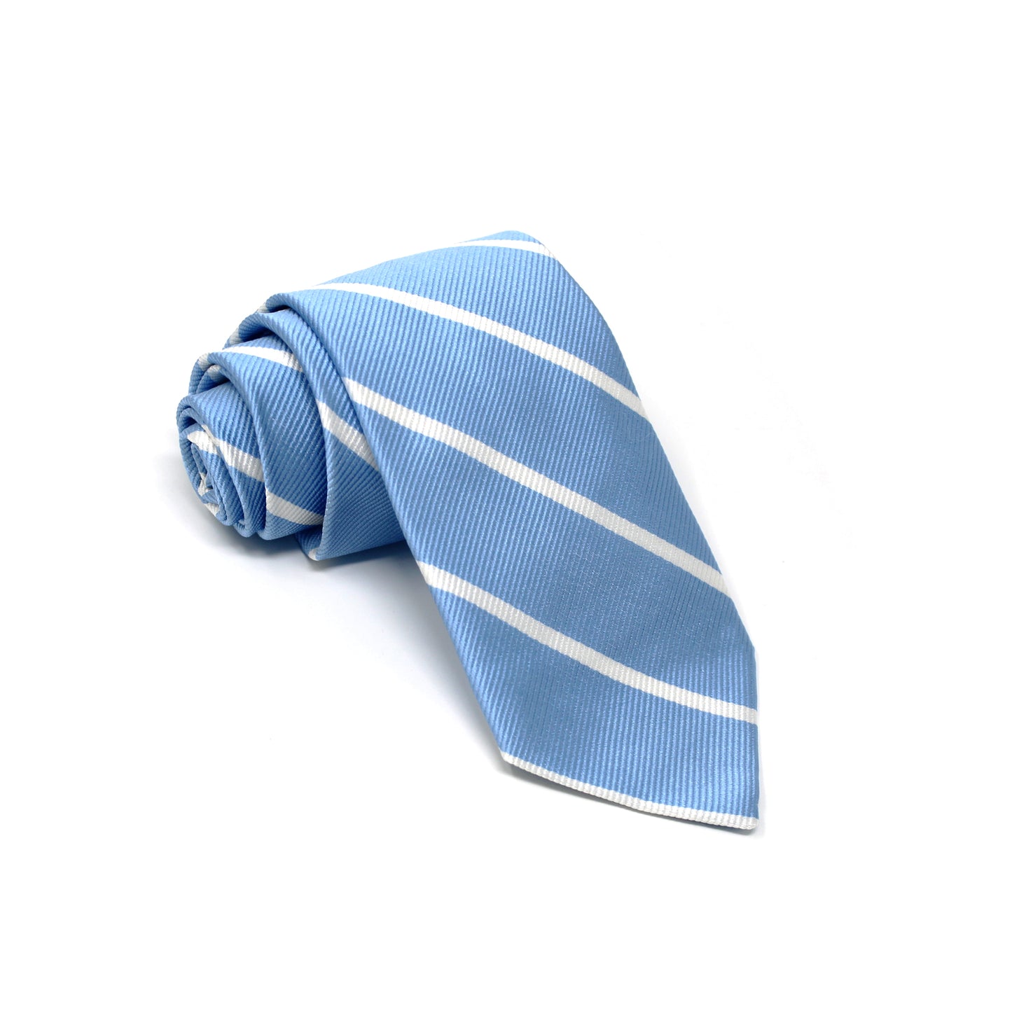 Silk Sky and White Stripe Tie