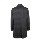 Men's charcoal black espresso plaid amity overcoat made of wool and polyester -Shop stylish high-quality mens coats  & jackets by Ike Behar