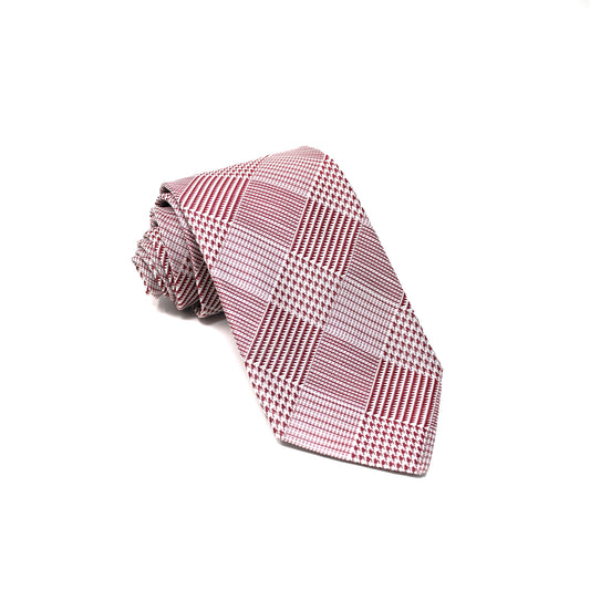 Silk Red Multi-Houndstooth Check Tie