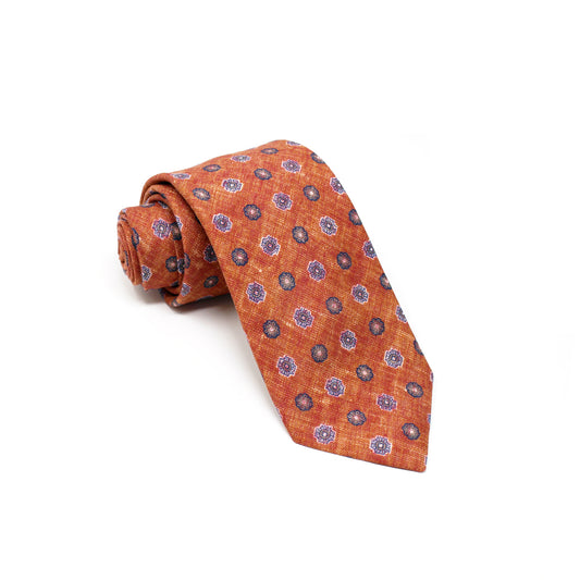 Linen Burnt Orange Medallion Tie