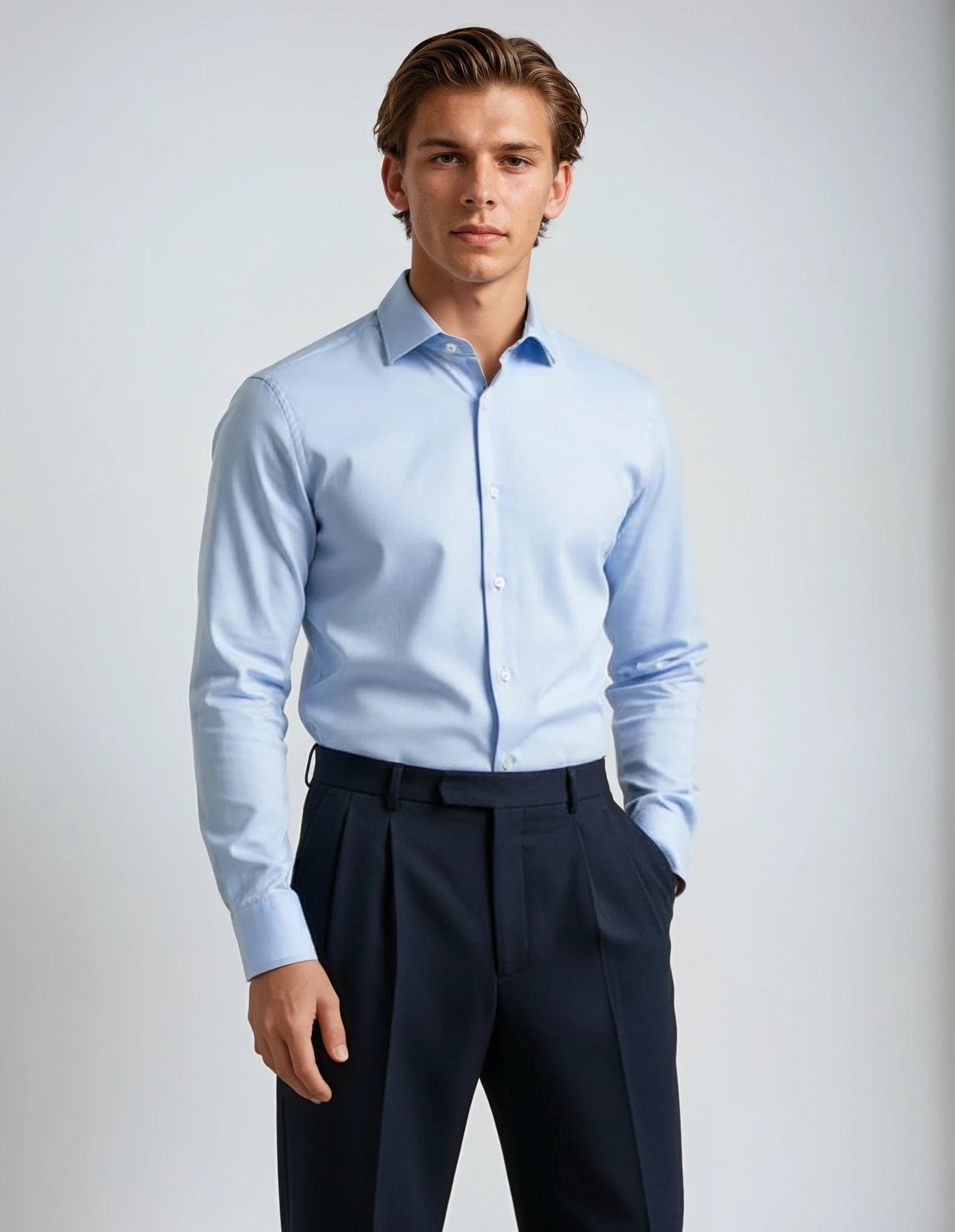 Sky Blue Luxury Satin Made to Measure Shirt