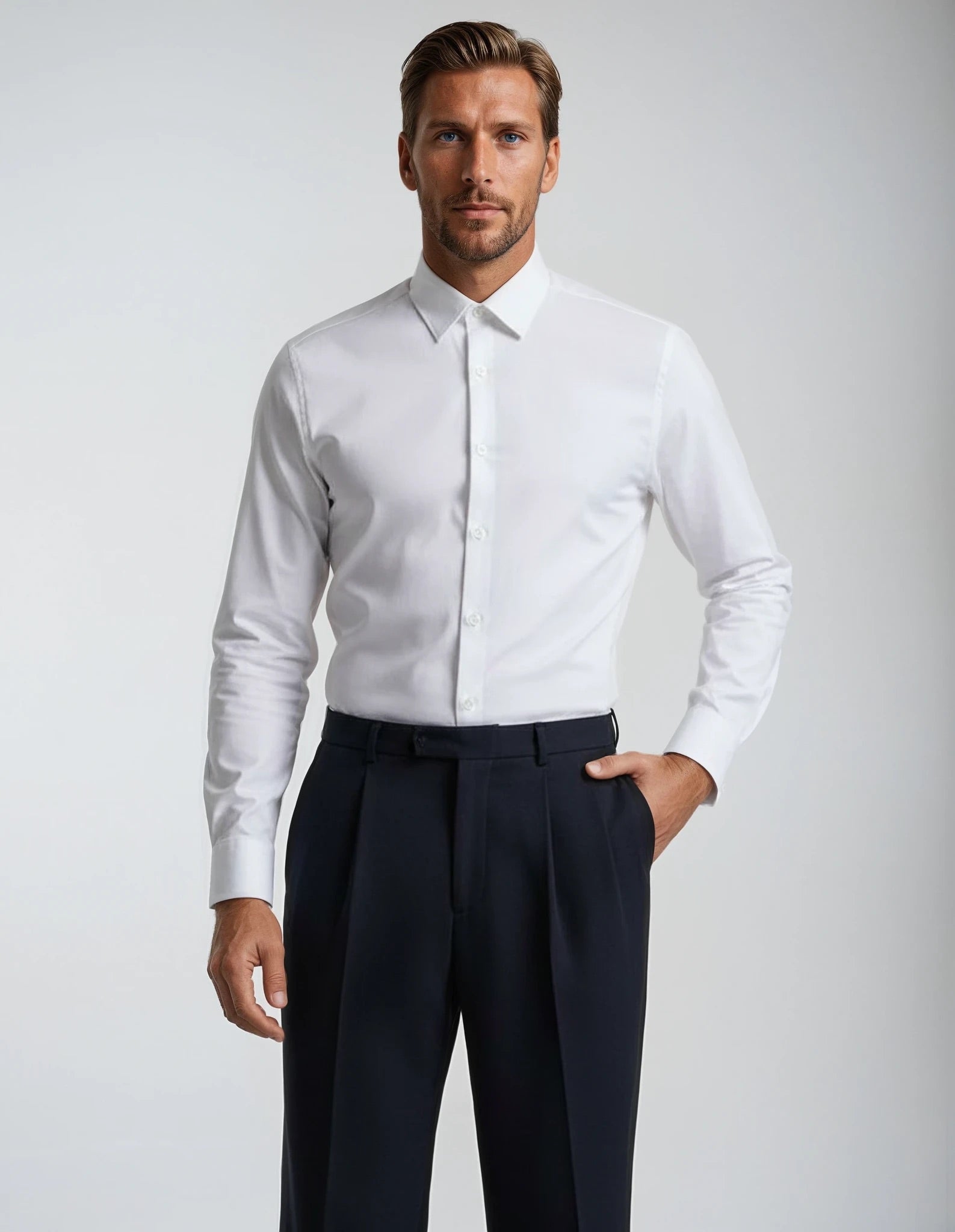 White Luxury Satin Made to Measure Shirt