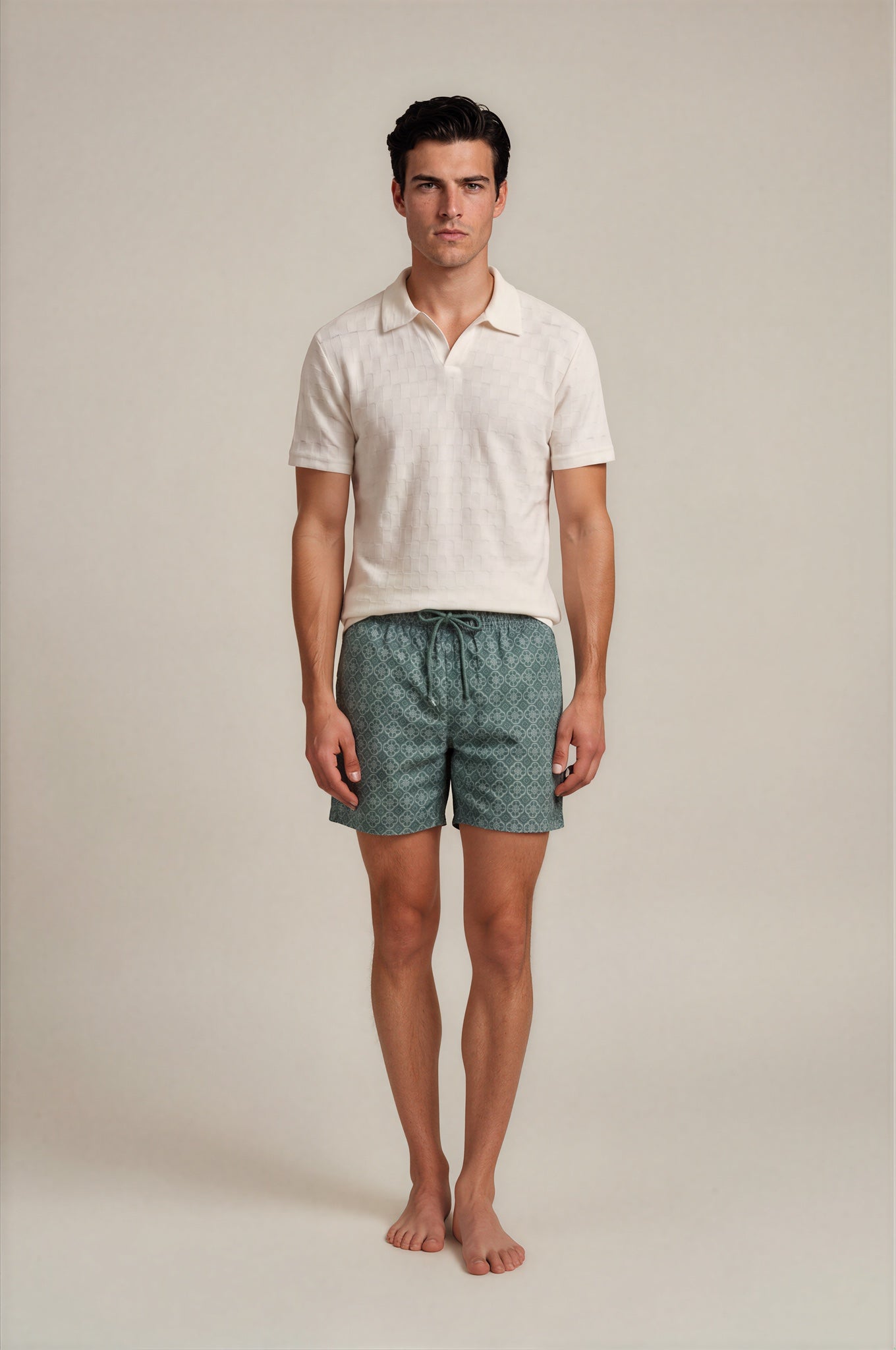 Forrest Green Geometric Print Swim Shorts