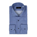 Men's Navy and Sky Geometric Print Sport Shirt. Shop stylish high-quality mens sport shirts by Ike Behar.
