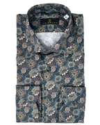 Men's Forrest Green Ground Floral Paisley Print Sport Shirt. Shop stylish high-quality mens sport shirts by Ike Behar.