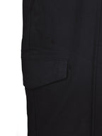 Men's black pleated single cargo flex tech pant with an interior drawstring. Shop stylish, high-quality mens pants by Ike Behar
