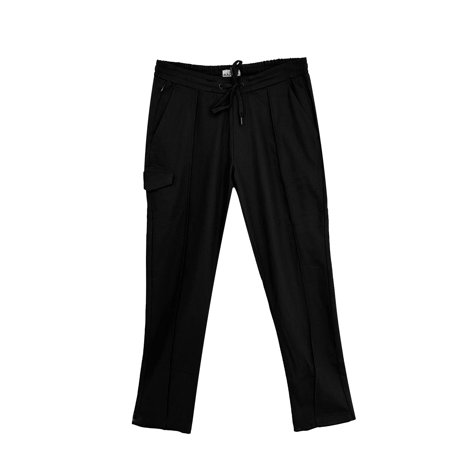 Single Cargo Pocket Flex Tech Black Jogger Pant – Ike Behar