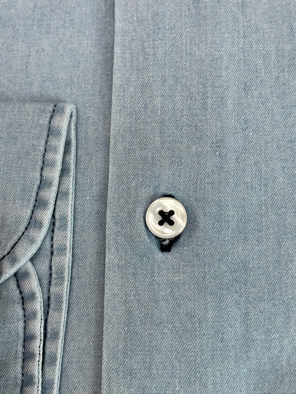 Men's Light Wash Blue Denim Shirt. Shop stylish high-quality mens denim shirts by Ike Behar.
