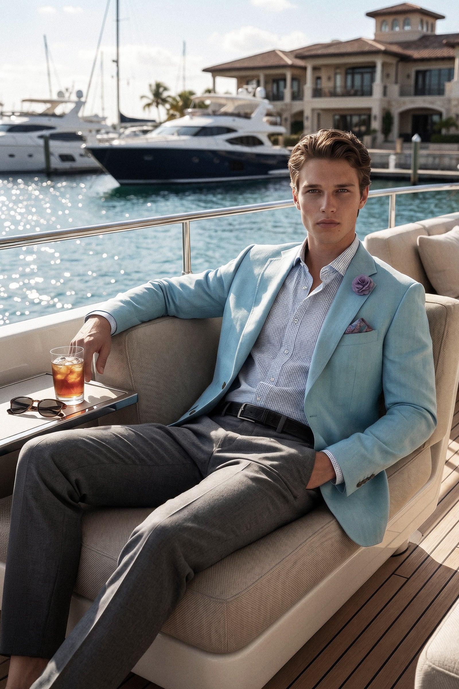 Teal Chevron Loro Piana Sport Coat
