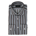 Men's Black Chocolate Stripe Sport Shirt. Shop stylish high-quality mens sport shirts by Ike Behar.