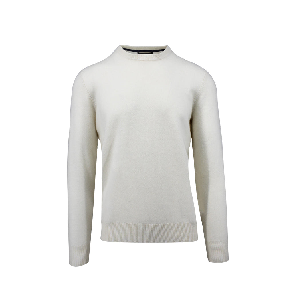 Men's white haze crewneck cashmere sweater made of 100% cashmere - Shop stylish high-quality mens sweaters by Ike Behar
