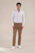 Khaki Italian Five-Pocket Stretch Cotton Pant