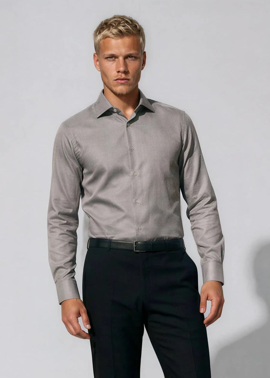 Charcoal Twill Natural Stretch Cotton Dress Shirt 17