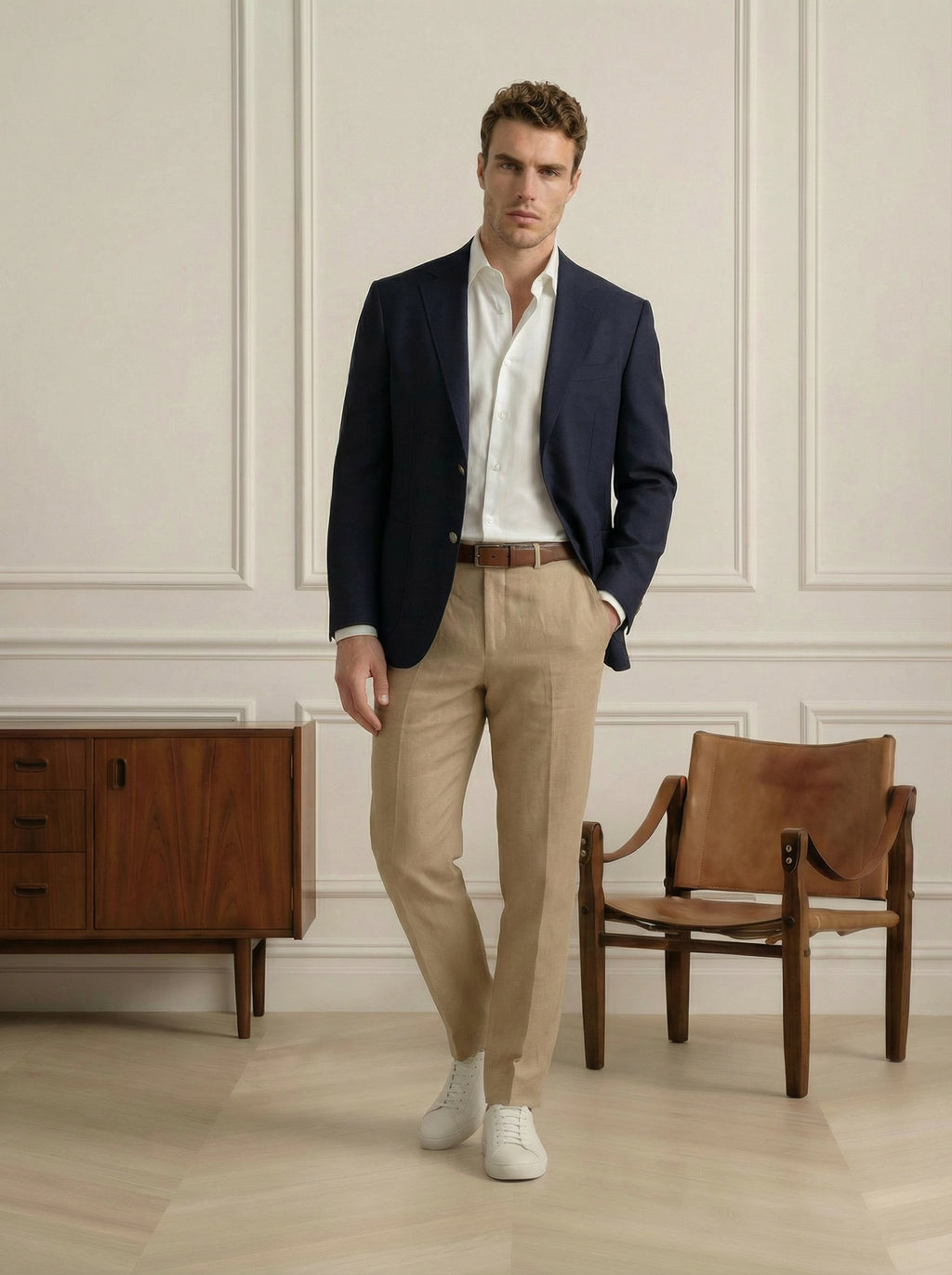 American Made Navy Hopsack Buffalo Nickel Blazer