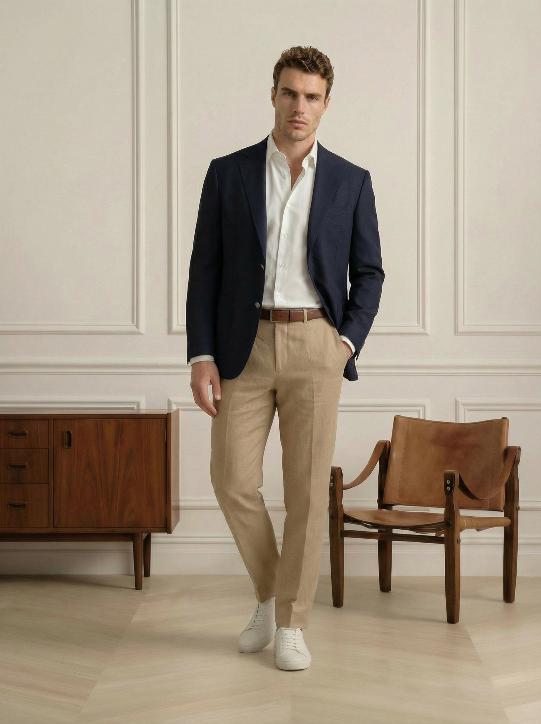 American Made Navy Hopsack Buffalo Nickel Blazer