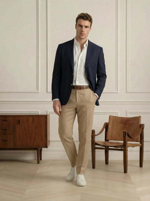 American Made Navy Hopsack Buffalo Nickel Blazer