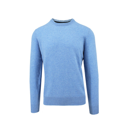 Men's sky blue crewneck cashmere sweater made of 100% cashmere - Shop stylish high-quality mens sweaters by Ike Behar