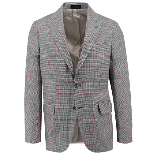 Men' black houndstooth pink window pane sport coat jacket made of wool cashmere blend - Shop stylish high-quality mens sport coats by Ike Behar