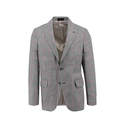 Men' black houndstooth pink window pane sport coat jacket made of wool cashmere blend - Shop stylish high-quality mens sport coats by Ike Behar