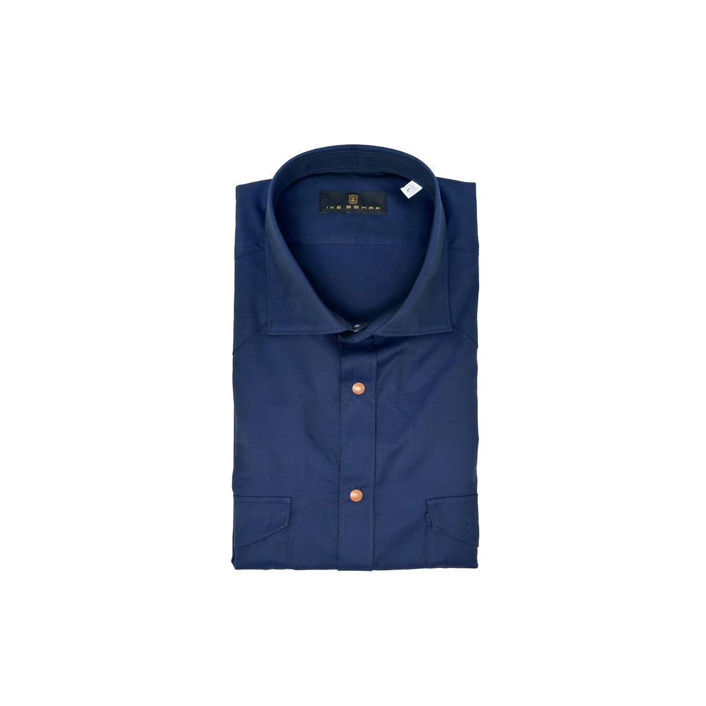 Men's Dark Navy Two-Pocket Western Shirt. Shop stylish high-quality mens shirts by Ike Behar.