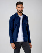 Men's Dark Navy Two-Pocket Western Shirt. Shop stylish high-quality mens shirts by Ike Behar.