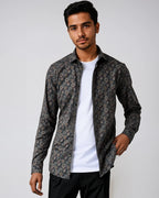 Men's Forrest Green Ground Floral Paisley Print Sport Shirt. Shop stylish high-quality mens sport shirts by Ike Behar.