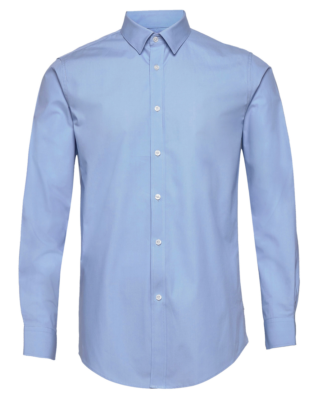 French Blue Twill Natural Stretch Cotton Dress Shirt 15.5