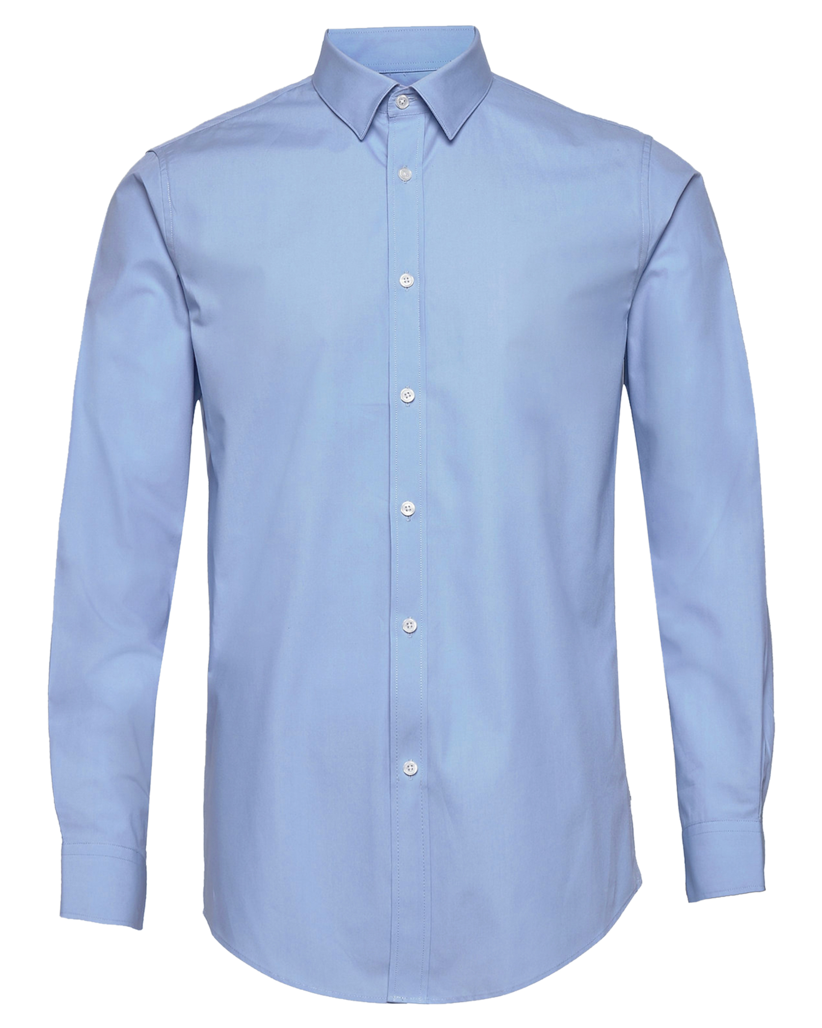 French Blue Twill Natural Stretch Cotton Dress Shirt - 16 French Blue Twill Natural Stretch Cotton Dress Shirt - 16