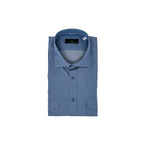 Men's Mid-Blue Two-Pocket Western Shirt. Shop stylish high-quality mens shirts by Ike Behar.