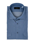 Men's Mid-Blue Two-Pocket Western Shirt. Shop stylish high-quality mens shirts by Ike Behar.
