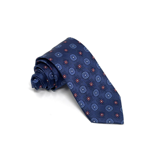 Men's Navy Silk Geometric Tie - Shop stylish high-quality mens ties by Ike Behar