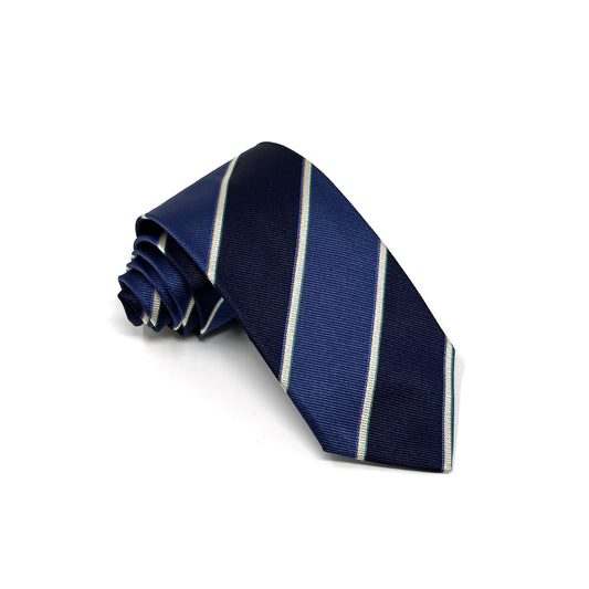 Men's Navy & Slate Blue Silk Stripe Tie - Shop stylish high-quality mens ties by Ike Behar