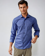 Men's Navy and Sky Geometric Print Sport Shirt. Shop stylish high-quality mens sport shirts by Ike Behar.