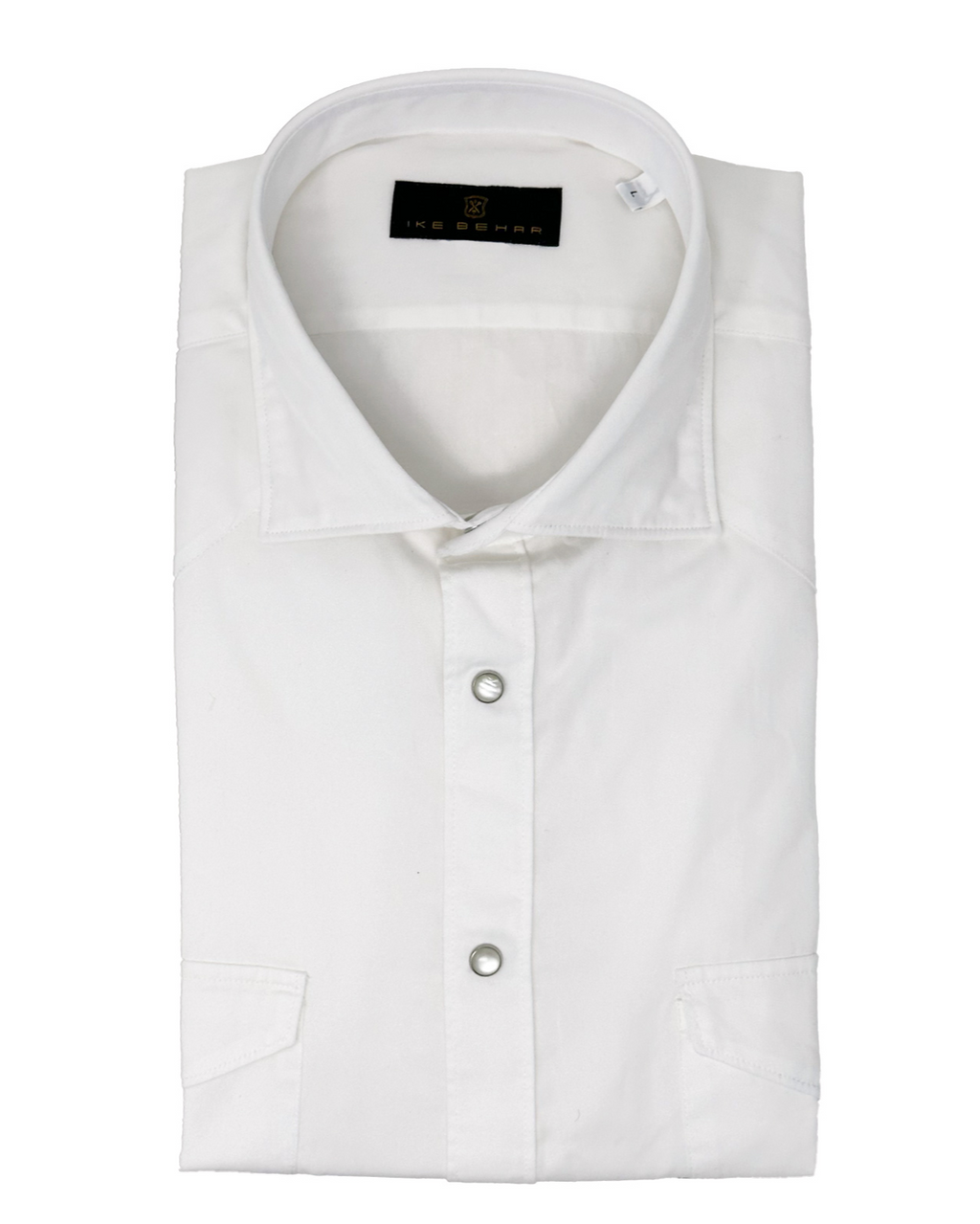 Men's White Two-Pocket Western Shirt. Shop stylish high-quality mens sport shirts by Ike Behar.