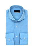 Men's aqua blue chambray sport shirt 100% cotton with spread collar - Shop stylish high-quality mens sport shirts by Ike Behar