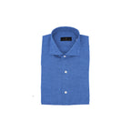 Men's blue button-up hand finished Italian linen shirt- Shop stylish high-quality mens shirts by Ike Behar