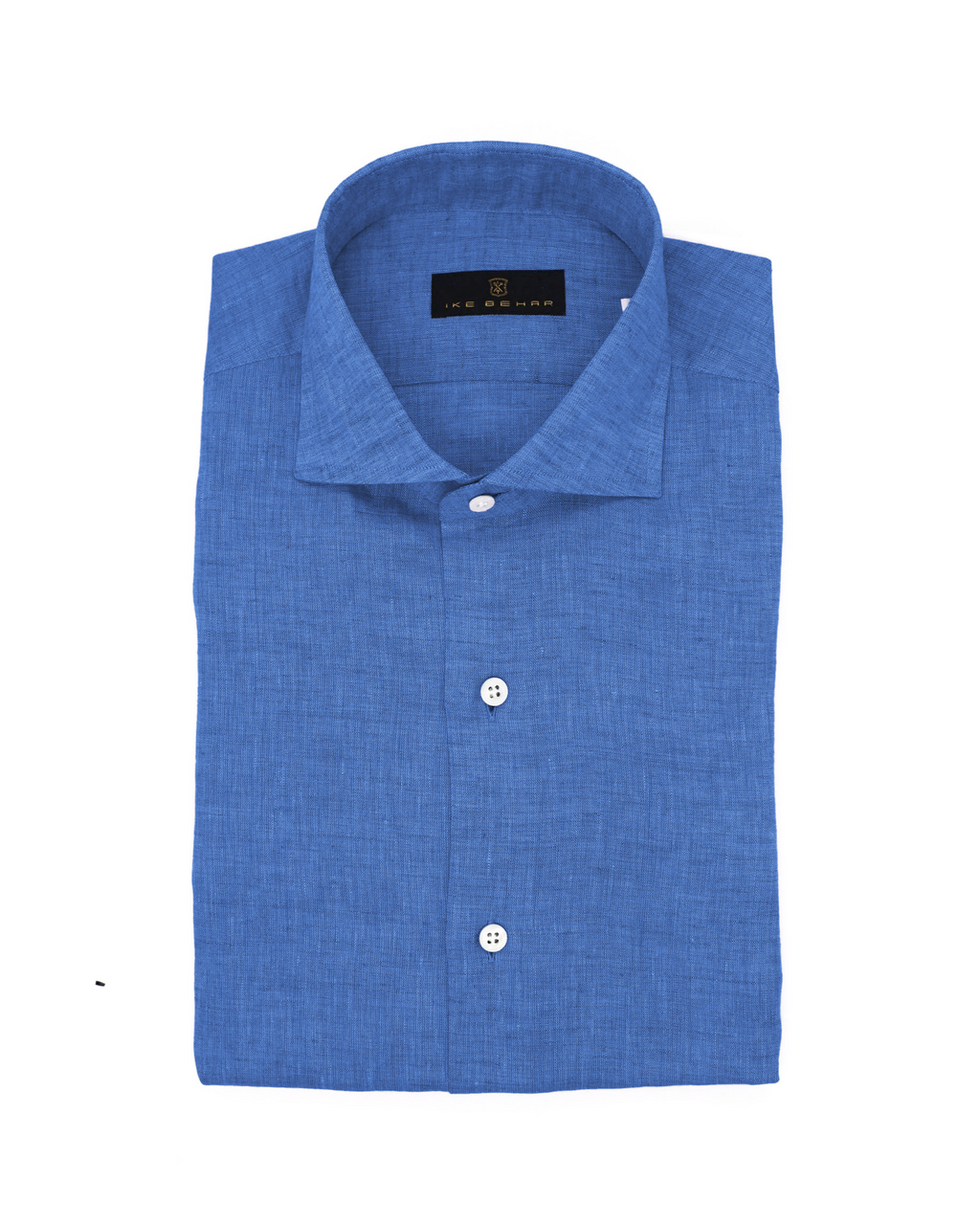 Men's blue button-up hand finished Italian linen shirt- Shop stylish high-quality mens shirts by Ike Behar